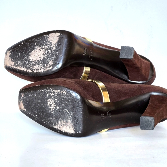 Vintage GUCCI Brown Suede Platform Slide Chunky Heels. 39.5 - Picture 7 of 11